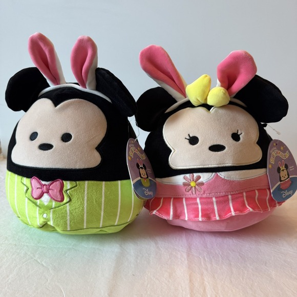Disney Squishmallows Easter Cute Bunny Ears Mickey Minnie Mouse 9" Plush Set NWT - Picture 1 of 7